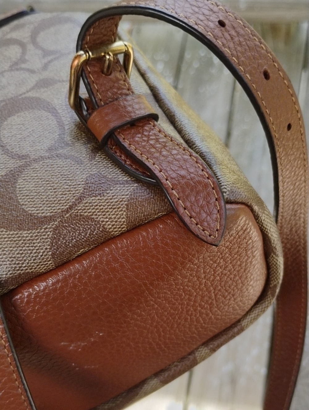 Coach Tan/Brown Signature Canvas Mini Backpack with Leather Trim - Picture 3 of 11